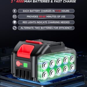 Reciprocating saw, Enhanced 3500 SPM Low Noise Brushless Motor, High-Performance 2*21V 4.0 Ah Batteries Extended Standby, 8 pcs Versatile Alloy Steel Blade Set Easily Cut Through Wood, Metal, ABS etc.