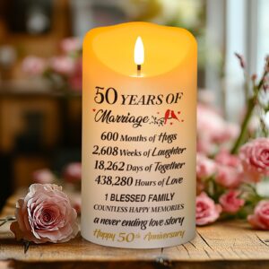 hn haiinaa 50th wedding anniversary candle 50th anniversary wedding gifts for couple parents grandparents husband wife, happy 50th anniversary decoration