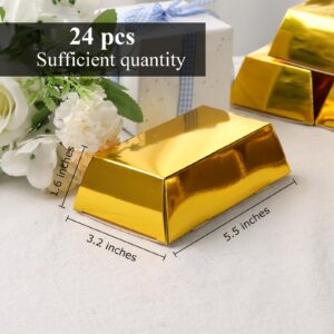 VGOODALL 24PCS Gold Bar Chocolate Boxes, Golden Brick Gift Box Treat Box for Chocolates Coins Casino Theme Decoration Candy Treats Container 5.5" x 3.2" x 1.6"