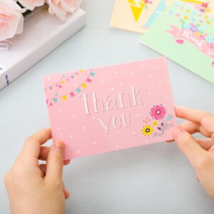 Motiskyy 36 Pack Baby Shower Thank You Cards with Envelopes Floral Thank You Blank Cards for Baby Shower Birthday Supplies, 4 x 6 Inch