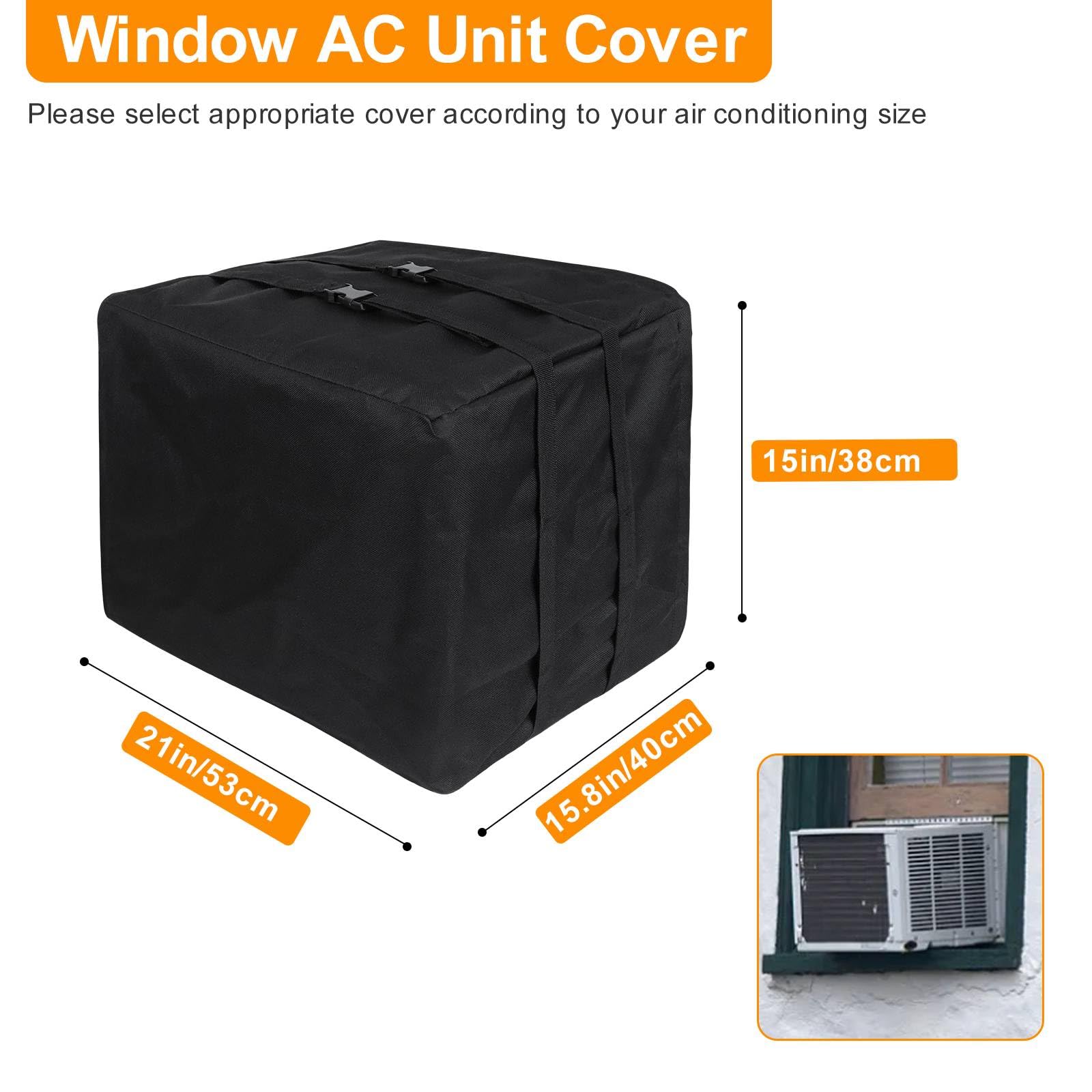 Demao AC Covers for Outside, Air Conditioner Cover for Outside Window AC Unit Cover, 420D Oxford Waterproof Dustproof Window AC Cover(21Wx15.8Dx15H)