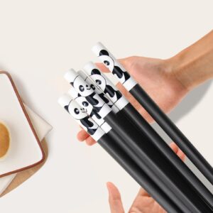 5 Pairs Fiberglass Panda Chopsticks-Reusable Chopsticks Dishwasher Safe, 9.49inch/24.1cm Matte Non-Slip Family/ Hotel/ Restaurant Chop Sticks, Chinese/Japanese Korean Hair ChopStick Gift