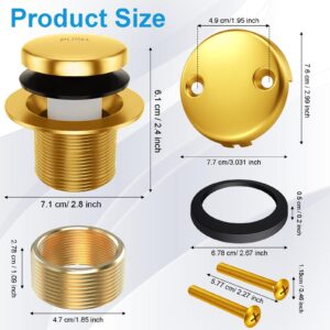 Bathtub Drain Kit Tub Drain Kit - Copper Tip-Toe Bath Tub Drain and Overflow Kit, Universal Bathtub Drain Stopper with Two-Hole Overflow Cover Plate, Brushed Gold