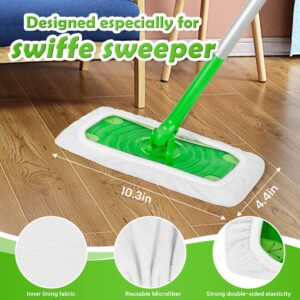 ZEHRAI 3 Pack Reusable Microfiber Mop Pads Compatible with Swiffer Sweeper Mop, Wet and Dry Flat mop Cover, Washable Swiffer Pads for Surface/Hardwood Floor Cleaning (Mop is Not Included)