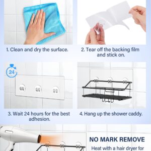 duskeep 20 Pack Shower Caddy Adhesive Replacement, Waterproof Shower Adhesive Strips, Strong Adhesive Wall Hooks for Shower Shelves, No Drilling, for Bathroom Storage Organizer & Kitchen Racks