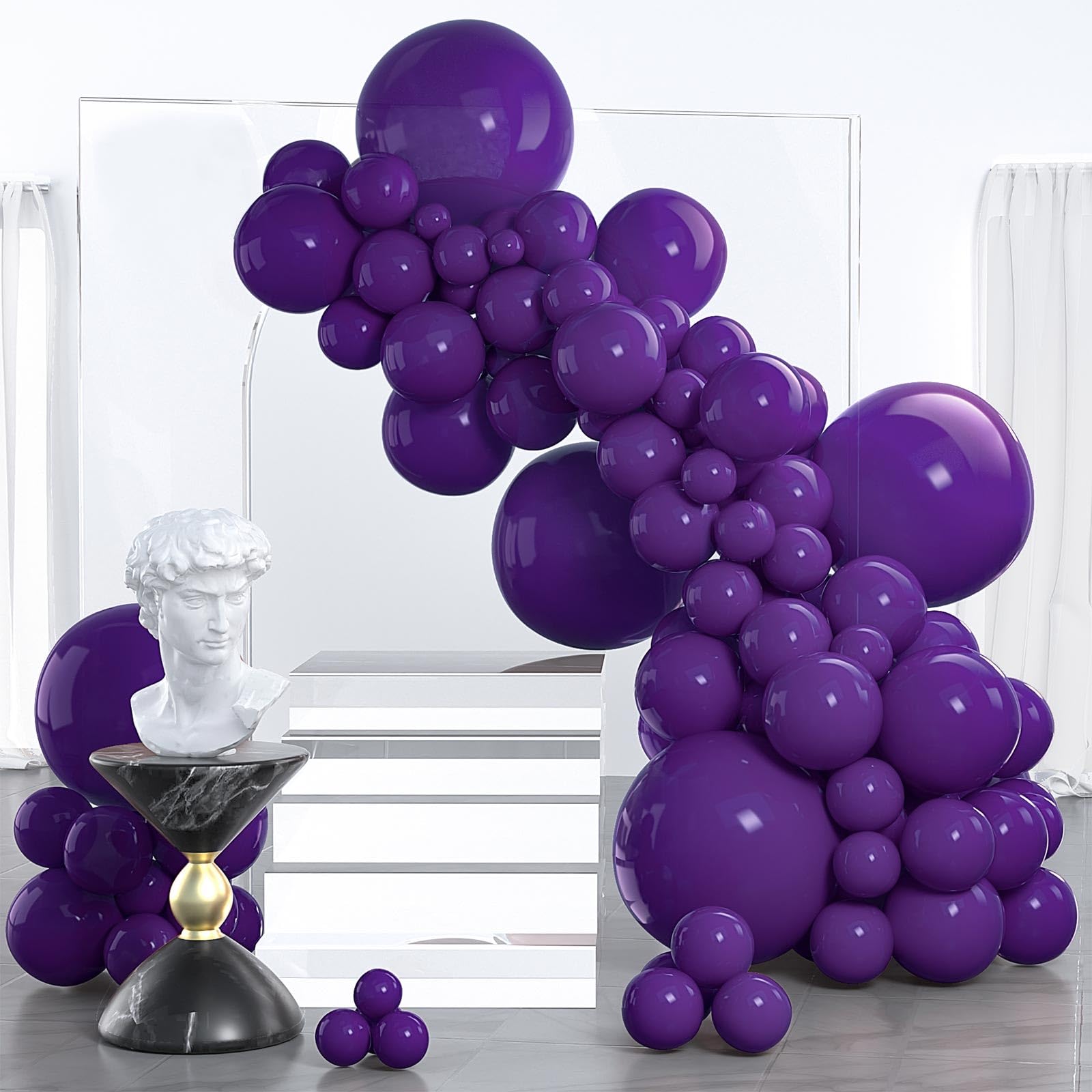 PartyWoo Dark Purple Balloons 130 pcs Purple Balloons Different Sizes Pack of 18 12 10 5 Inch Purple Balloon Arch Kit Balloon Garland for Birthday Halloween Graduation Party Decorations Purple-Y16