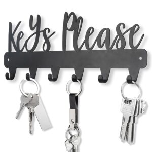 bitalye keys please hooks on wall,key holder wall mounted,antique gold or black metal decorative key organizer rack for wall, hallway,entryway,front door,office(11 x 4.25 inch) (black)