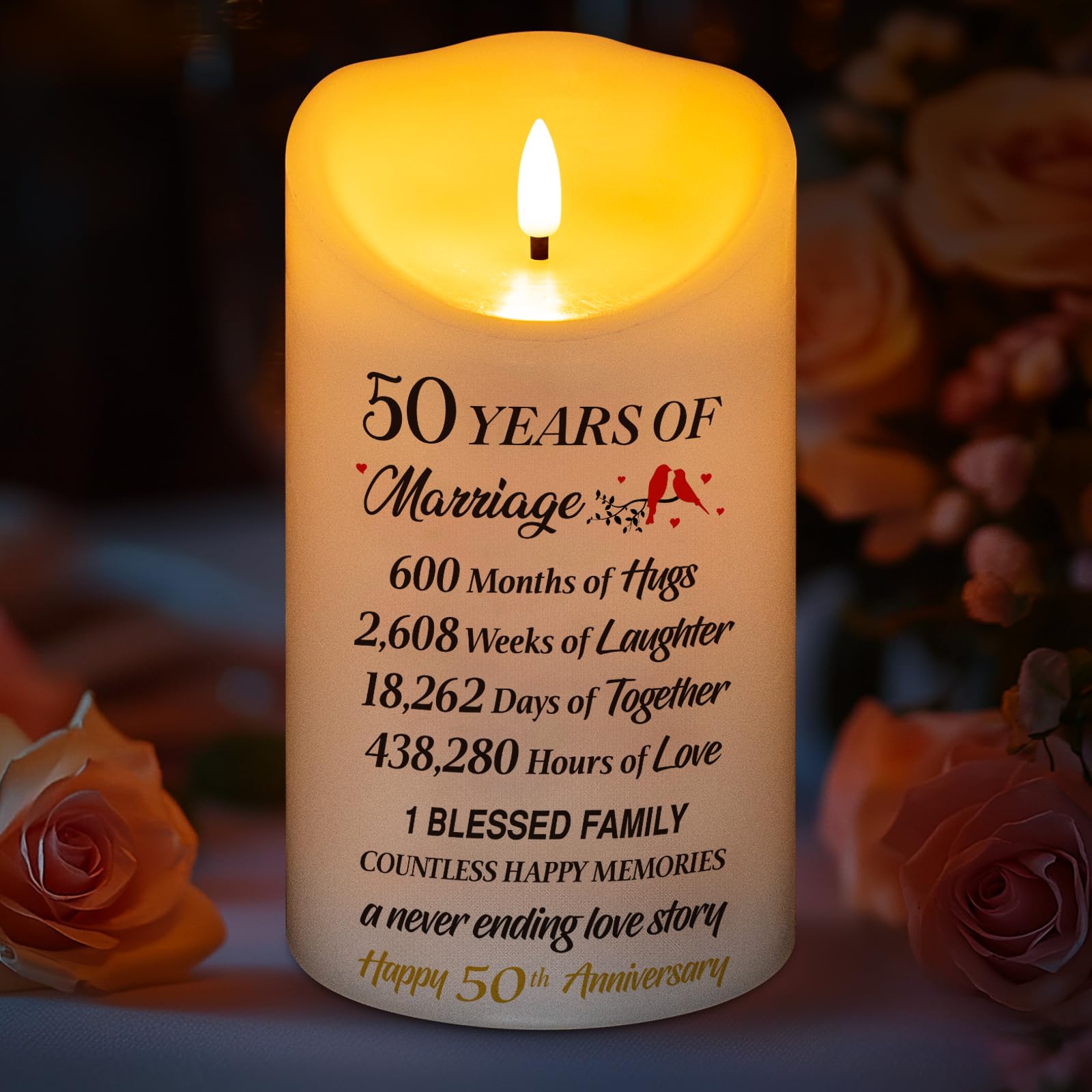 HN HAIINAA 50th Wedding Anniversary Candle 50th Anniversary Wedding Gifts for Couple Parents Grandparents Husband Wife, Happy 50th Anniversary Decoration