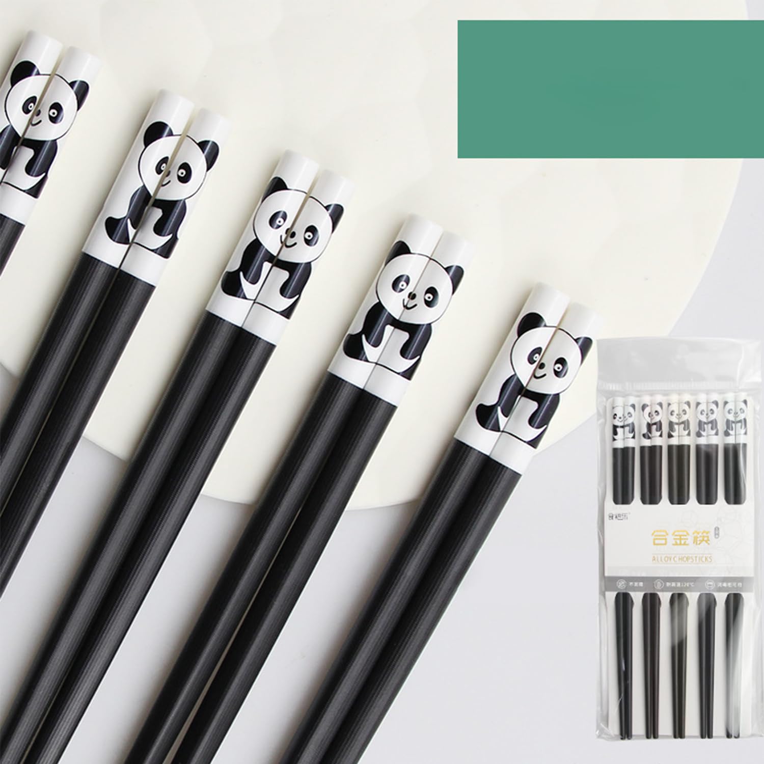 5 Pairs Fiberglass Panda Chopsticks-Reusable Chopsticks Dishwasher Safe, 9.49inch/24.1cm Matte Non-Slip Family/ Hotel/ Restaurant Chop Sticks, Chinese/Japanese Korean Hair ChopStick Gift