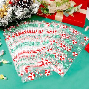 Christmas Treat Bags, Christmas Cellophane Bags, 50Pcs Christmas Candy Bags, Cellophane Treat Bags with Twist Ties, Cellophane Gift Bags Cookie Bags Goodie Bags for Xmas Holiday Party Favors Supplies