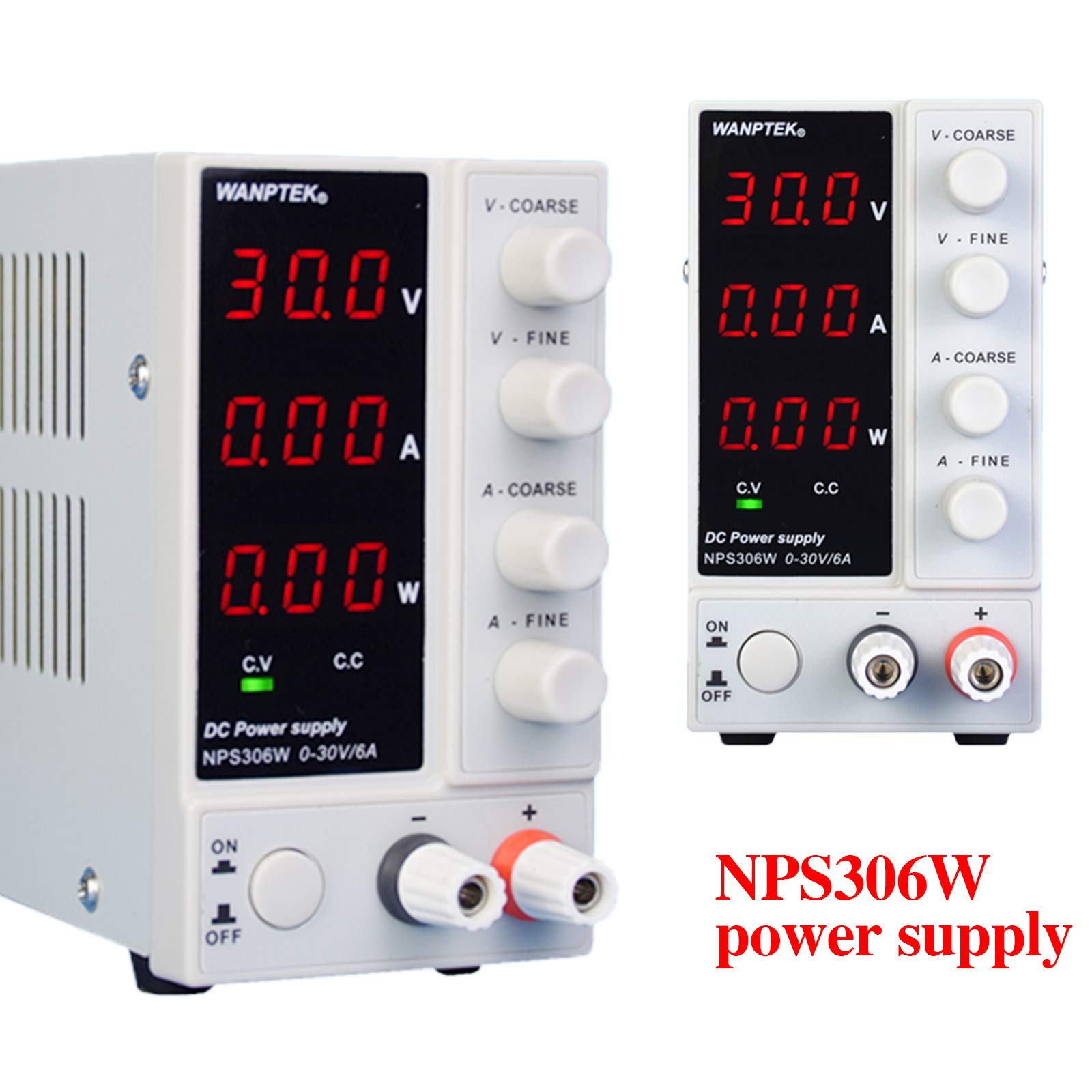 WANPTEK NPS306W DC Power Supply Variable, 30V 6A Adjustable Switching Regulated DC Power Supply Digital Regulated Lab Grade for Research Institutes, Laboratories, Factories White