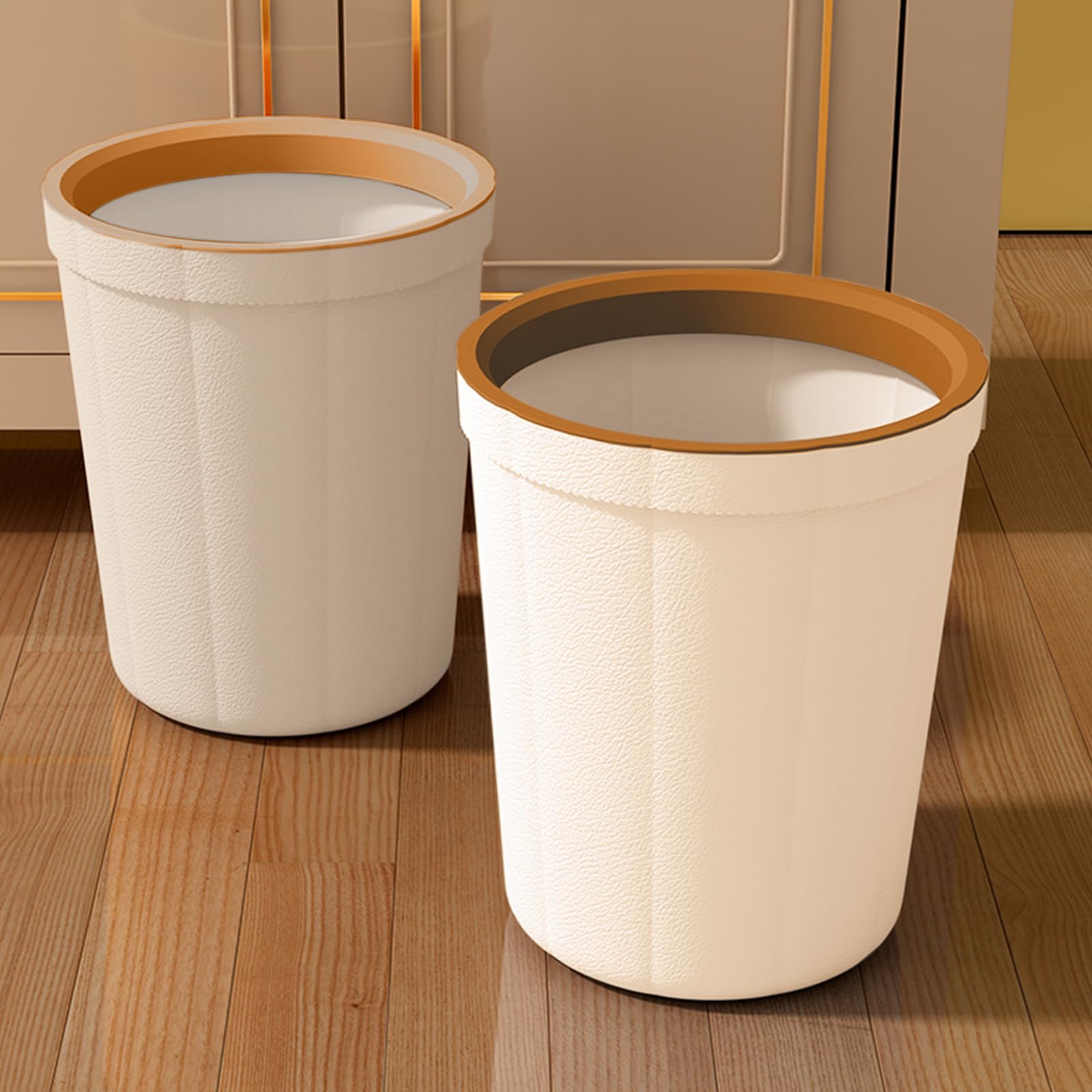 Generic Large Capacity Open Uncovered Kitchen Trash Can Office Wasteba Easy to Use and Maintain Wastebasket Kitchen Trash Can Wastebasket Trash Can, Beige