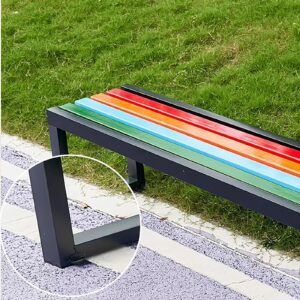 Lebolna Outdoor Garden Benches, 2-3 Person Seat Outdoor Backless Benches Weatherproof, Outside Patio Benches Park Bench with Slatted Seat,Metal Frame,880 lbs Capacity(39.5 inch, White)