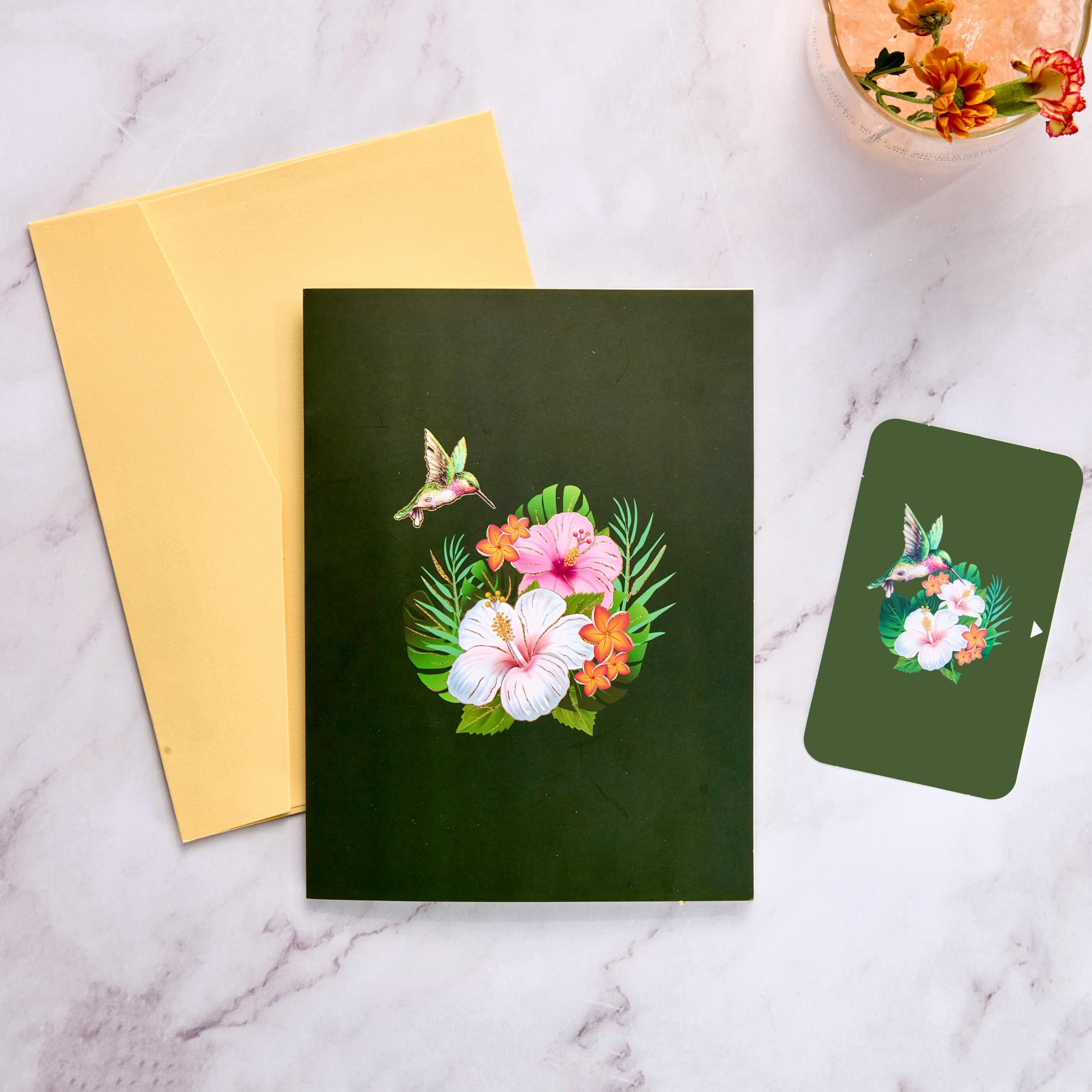 LoveEcho Birthday Card, Hover Hummingbird Pop Up Card, 5x7-3D Greeting Card with Note Card & Envelope for Birthday, Anniversary, Thank You, Thanksgiving, Christmas, Get Well, Thinking of You, Congrats, or Any Occasion, For Her, Women, Wife, Mom, Grandma,