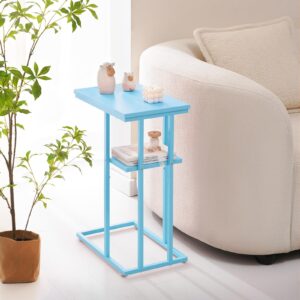 Yoobure C Shaped End Table, Side Table for Couch and Bed, Small Side Table for Small Spaces, Living Room, Bedroom, Rustic Snack Table