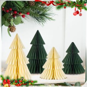 Homarkable 4 Pcs Paper Christmas Tree, Paper Christmas Ornaments, 3D Honeycomb Xmas Paper Trees, Christmas Party Decorations, Christmas Holiday, Christmas Centerpiece