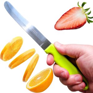 Generic Round Tip Knife, Blunt Knife, Rounded Tip Knives for Cutting Fruit and Vegetable, Smooth Sharp Blade, Safety Knife (Green)