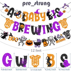 A Baby is Brewing Halloween Banners 3Pcs Halloween Baby Shower Party Decorations Halloween Baby Brewing Banners A Little Boo Baby Shower Decorations for Pregnant Gender Reveal Party Supplies