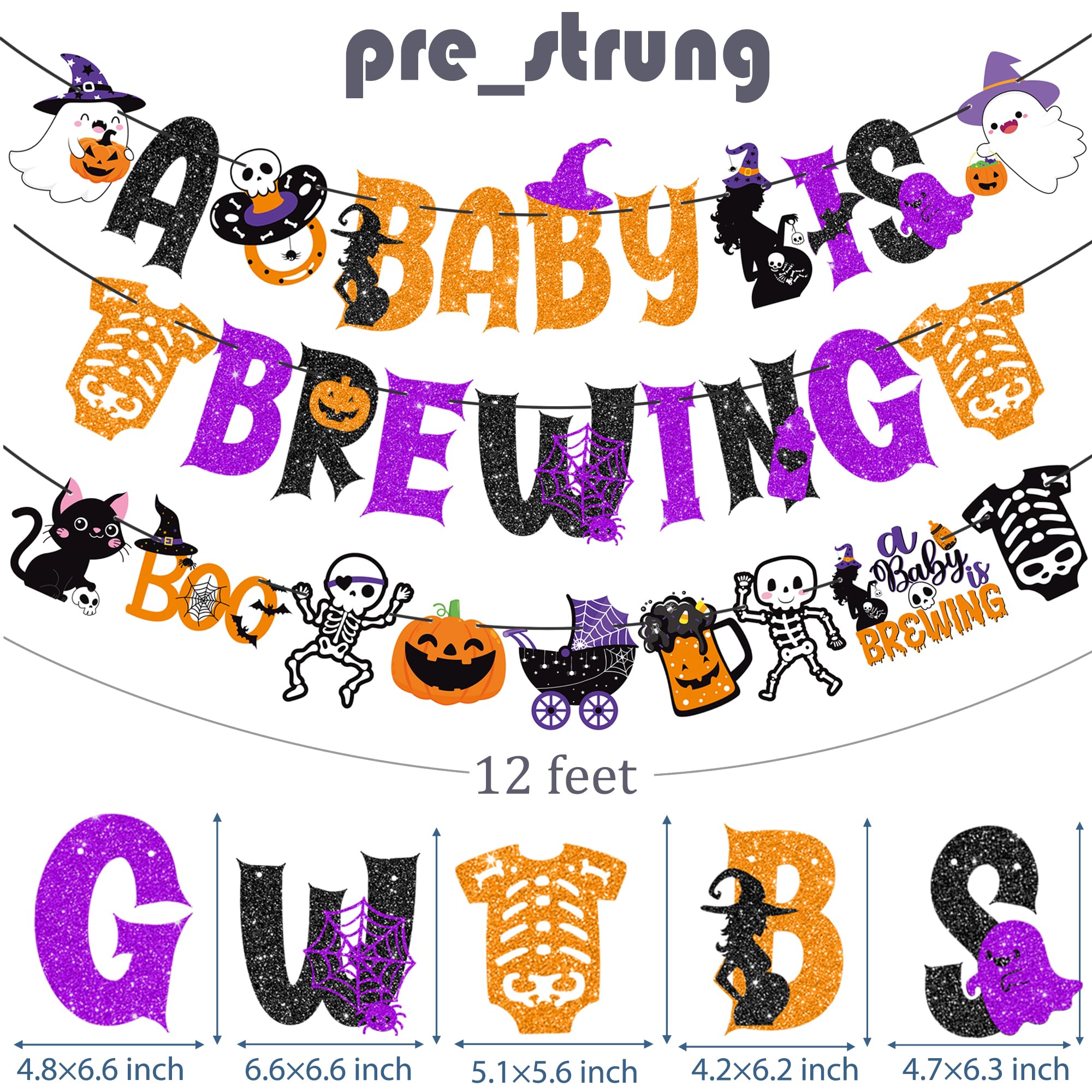 A Baby is Brewing Halloween Banners 3Pcs Halloween Baby Shower Party Decorations Halloween Baby Brewing Banners A Little Boo Baby Shower Decorations for Pregnant Gender Reveal Party Supplies