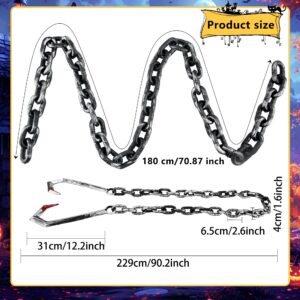 2 Pack Halloween Plastic Chain Props Halloween Fake Chain with Hook Halloween Chains Prop for Halloween Costume Party Prisoner Haunted Home Decoration