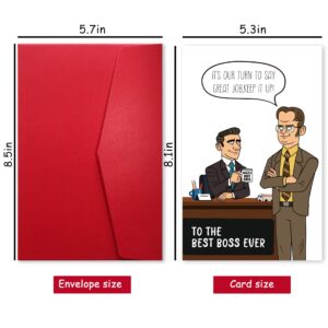 Funny Office Boss Day Card for Best Boss, Office Michael Boss Card, Office Dwight Boss Card, To The Best Boss Ever Thank You Card for Him Her