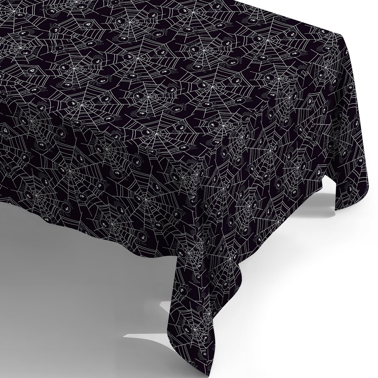 ATFUNSHOP Halloween Tablecloth 4 Packs 54X108 Diposable Plastic Tablecover Spider Web Green