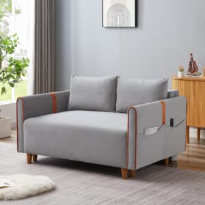 FocusOnHome Sleeper Sofa Bed - Pull Out Couch Bed with Storage, Convertible Chaise Lounge Pull Out Bed for Living Room, Bedroom, Small Space, Gray Velvet Couch