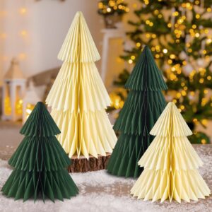 homarkable 4 pcs paper christmas tree, paper christmas ornaments, 3d honeycomb xmas paper trees, christmas party decorations, christmas holiday, christmas centerpiece