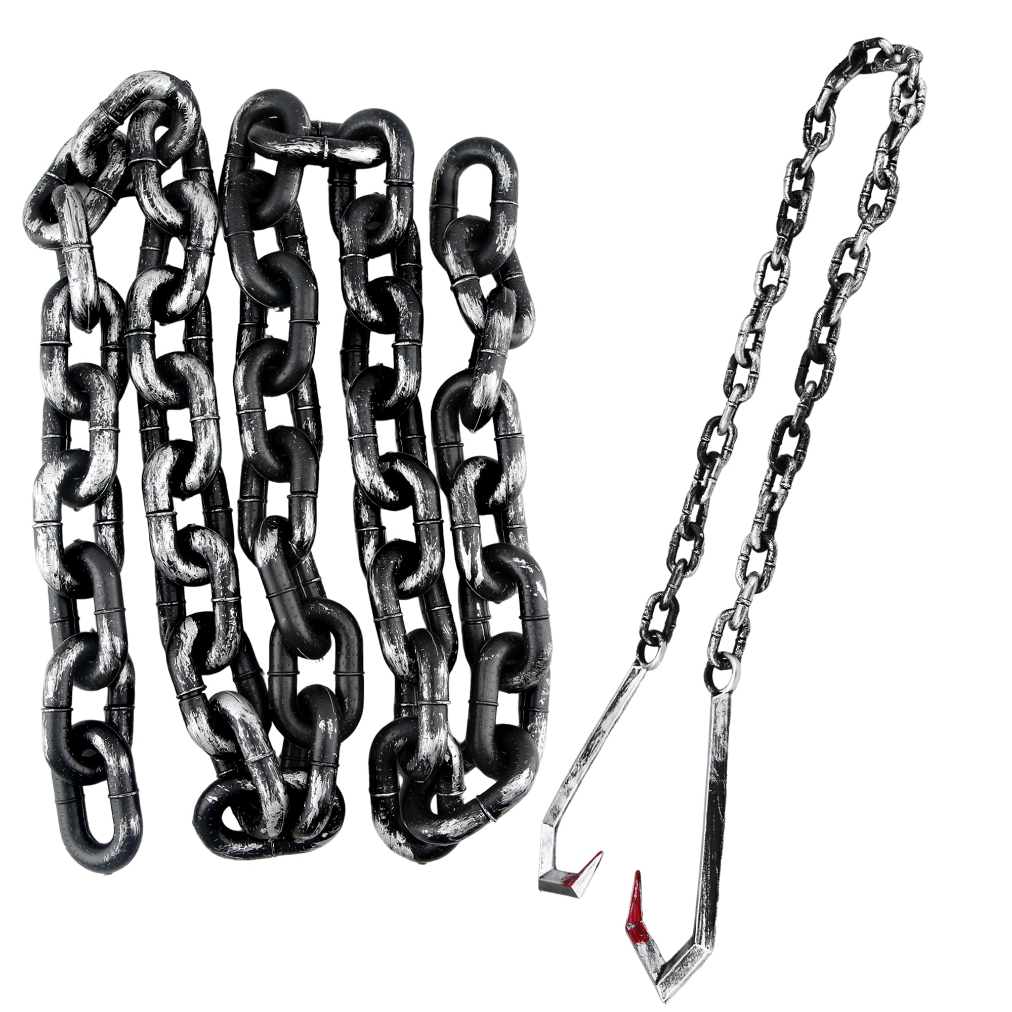 2 Pack Halloween Plastic Chain Props Halloween Fake Chain with Hook Halloween Chains Prop for Halloween Costume Party Prisoner Haunted Home Decoration