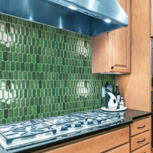 Art3d 10-Sheet Peel and Stick Kitchen Backsplash Tile, Vinyl Stick On Wall Tile Sticker for Bathroom Laundry Room Back Splashes, 12"x12" Green