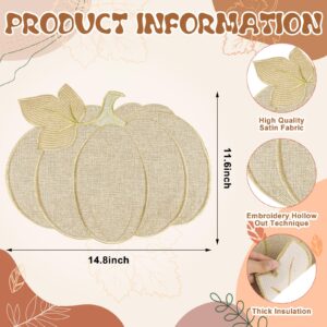 Fall Thanksgiving Pumpkin Placemats Set of 6 Fall Autumn Table Decorations Indoor Farmhouse Harvest Pumpkins Table Round Placemats for Party Kitchen Dinning