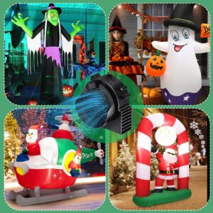 Inflatable Fan Replacement, 0.8A Air Fan Blower with 1.0A Adapter and 3 LEDs Bulbs Light Strings for Halloween, Thanksgiving and Christmas Inflatables (IP68 Waterproof, 3.8 * 3.8'')