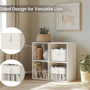 Vailando Foldable Storage Bins with Clear Window, Fabric Organizer for Closet, Shelves & Cubes - Breathable, Odor-Free Storage Boxes for Towels, Clothes, Toys, Books - 14.75"x10.25"x8", White, 3-Pack