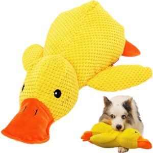 mr mower parts daisy dog calming duck toy, calming pillow dog toy calming duck dog toy, dog duck toy with quacking sound for indoor dog (yellow) (small - 9")