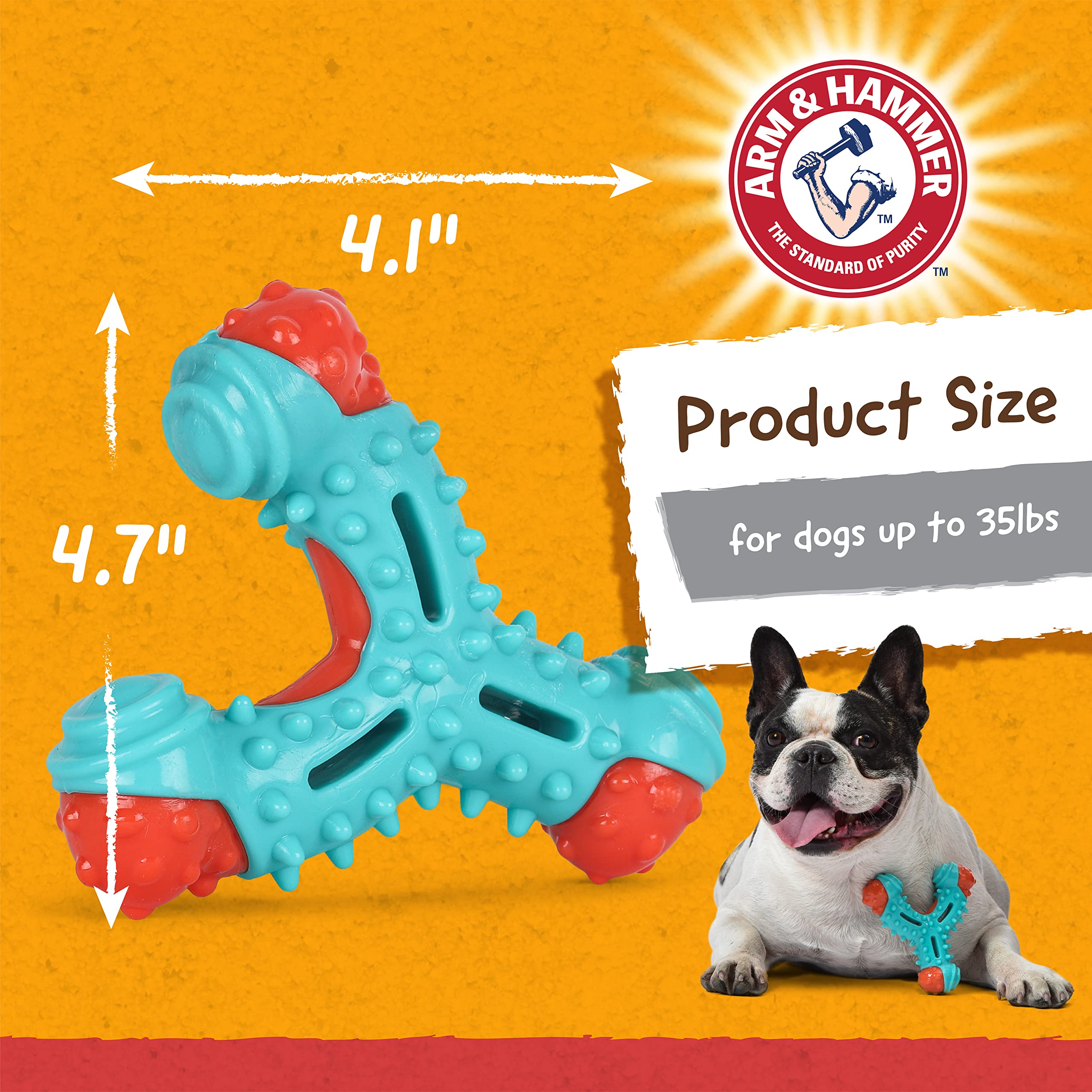 Arm & Hammer for Pets Nubbies Wishbone Dog Dental Toy| Best Dog Chew Toy for Moderate Chewers | Dog Dental Toy Helps Reduce Plaque & Tartar | Chicken Flavor Baking Soda (Pack of 2)