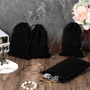 50 PCS Velvet Bags with Drawstrings, 5×7 Inches Black Velvet Jewelry Pouches, Large Size Soft Velvet Drawstring Bags for Organizing Bracelets, Headphones, Beads, Gifts, Candies, Gadgets (Black)