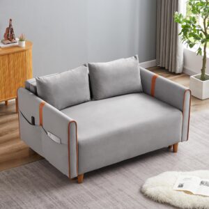 focusonhome sleeper sofa bed - pull out couch bed with storage, convertible chaise lounge pull out bed for living room, bedroom, small space, gray velvet couch