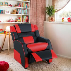 Racer Larger Kids Recliner Children Gaming Reclining Chair Leather Ergonomic Sofa Ages 3-12