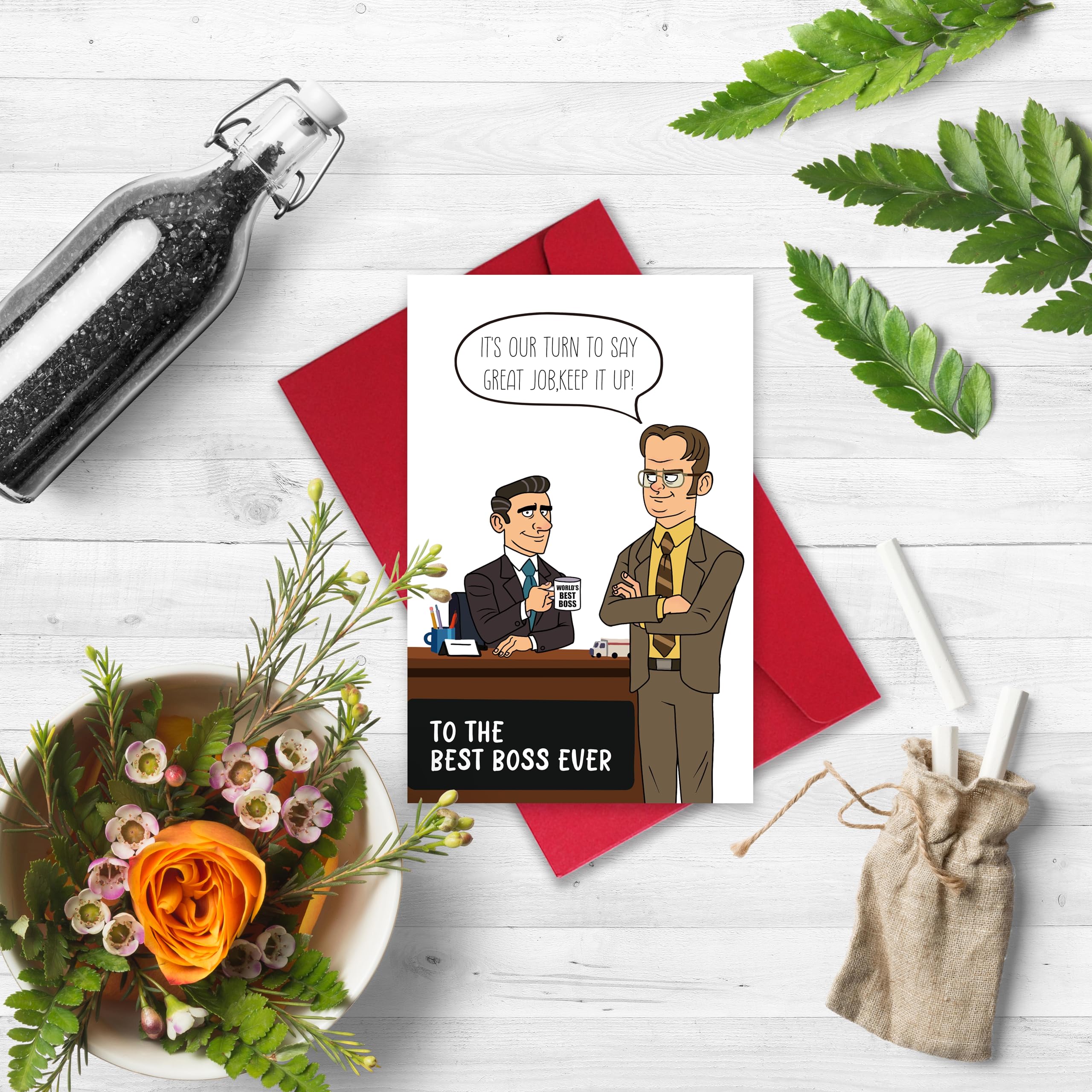 Funny Office Boss Day Card for Best Boss, Office Michael Boss Card, Office Dwight Boss Card, To The Best Boss Ever Thank You Card for Him Her