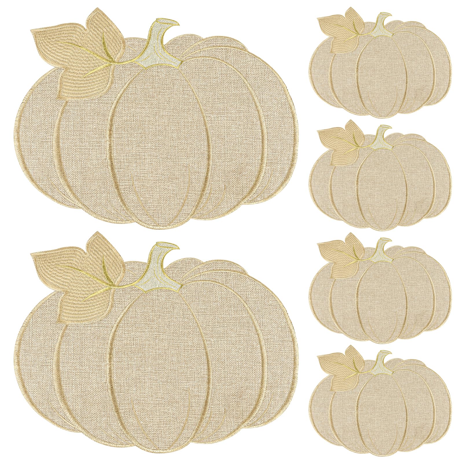 Fall Thanksgiving Pumpkin Placemats Set of 6 Fall Autumn Table Decorations Indoor Farmhouse Harvest Pumpkins Table Round Placemats for Party Kitchen Dinning