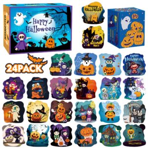 autpvcol halloween party favors, 24pack 144pcs jigsaw puzzles halloween toys for trick or treat, halloween goodie bag fillers, halloween puzzle halloween gifts for kids,school classroom reward