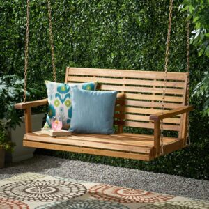 Christopher Knight Home Outdoor Acacia Wood Porch Swing,Brown/Teak