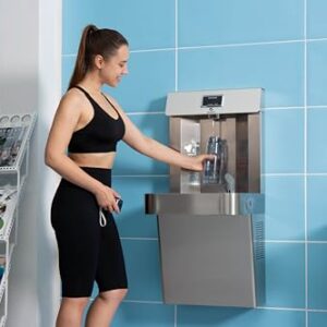 Avalon Wall Mounted Water Fountain with Bottle Filling Station, High Capacity Cooling, Sensor Dispensing, Self Cleaning, Digital Bottle Counter Display, Dual Filtration, ADA Compliant