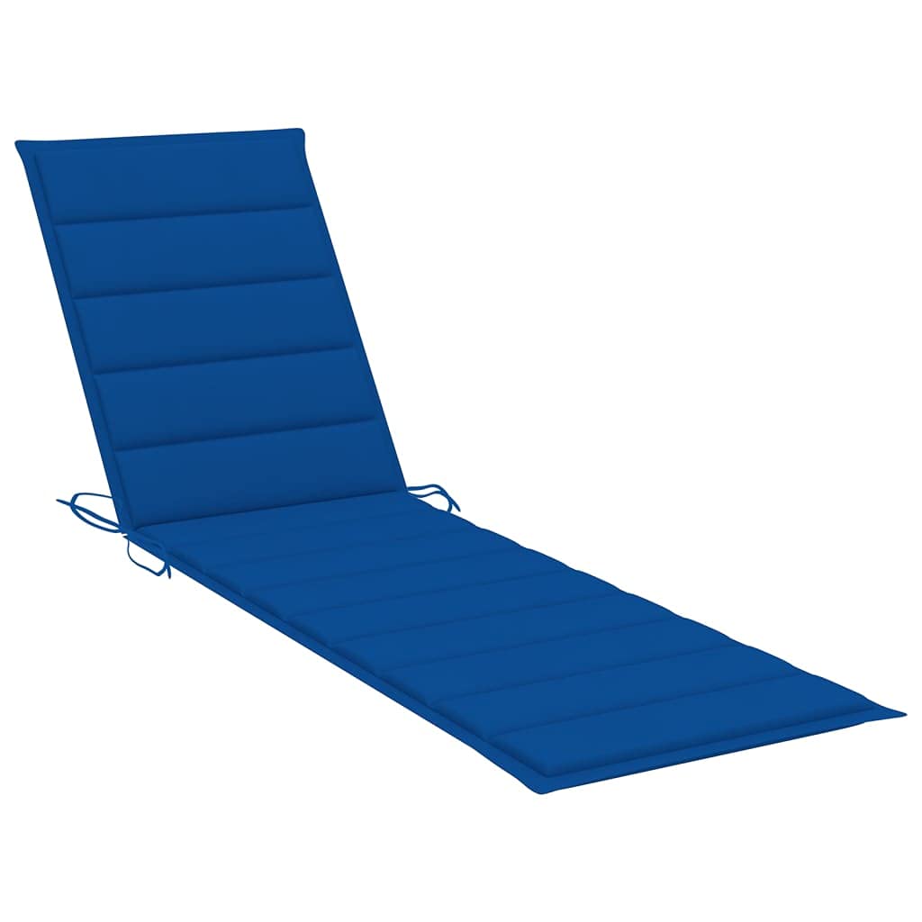 vidaXL Solid Wood Teak Sun Loungers with Wheels, Adjustable Patio/Outdoor/Garden Daybeds, Royal Blue Cushion, Side Table Included