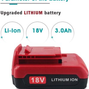 2 Pack 3.0Ah PC18BLX 18V Replacement Battery for Porter Cable 18V Battery PC18BL PC18B-2 Compatible with Porter Cable 18V Lithium Battery PC18BLEX PCC489N PC188 Power Tools (Red)