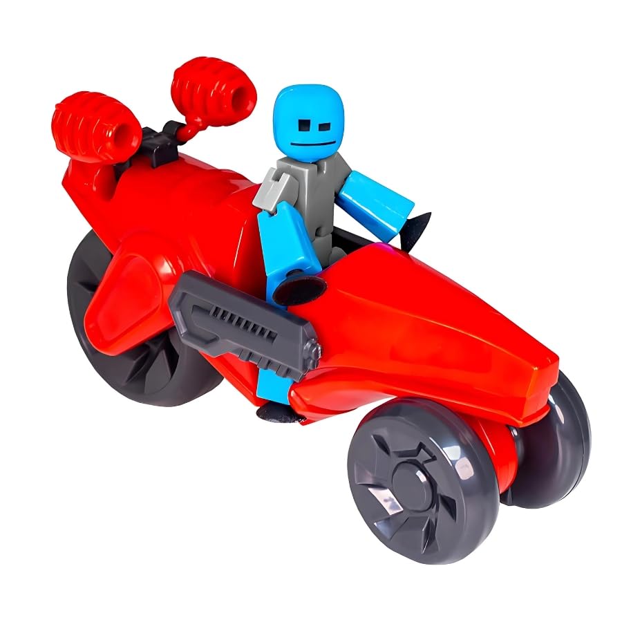 Zing Stikbot Megabots - Red (Turbo Cycle) Stikbot Poseable Collectible Stop Motion Action Figures and Mega Vehicles