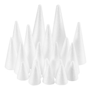 ffchuanhe 20-pack craft foam cones, foam tree cones, assorted sizes cones shaped foam (2.5,4,6,8in), for arts and crafts, christmas tree, school, wedding, birthday, diy home craft project