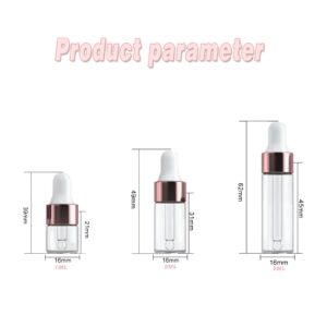 50 Pcs Mini Glass Dropper Bottle 1ml Clear Glass Dropper Bottles for Essential Oil, Sample Containers,Perfume Liquid