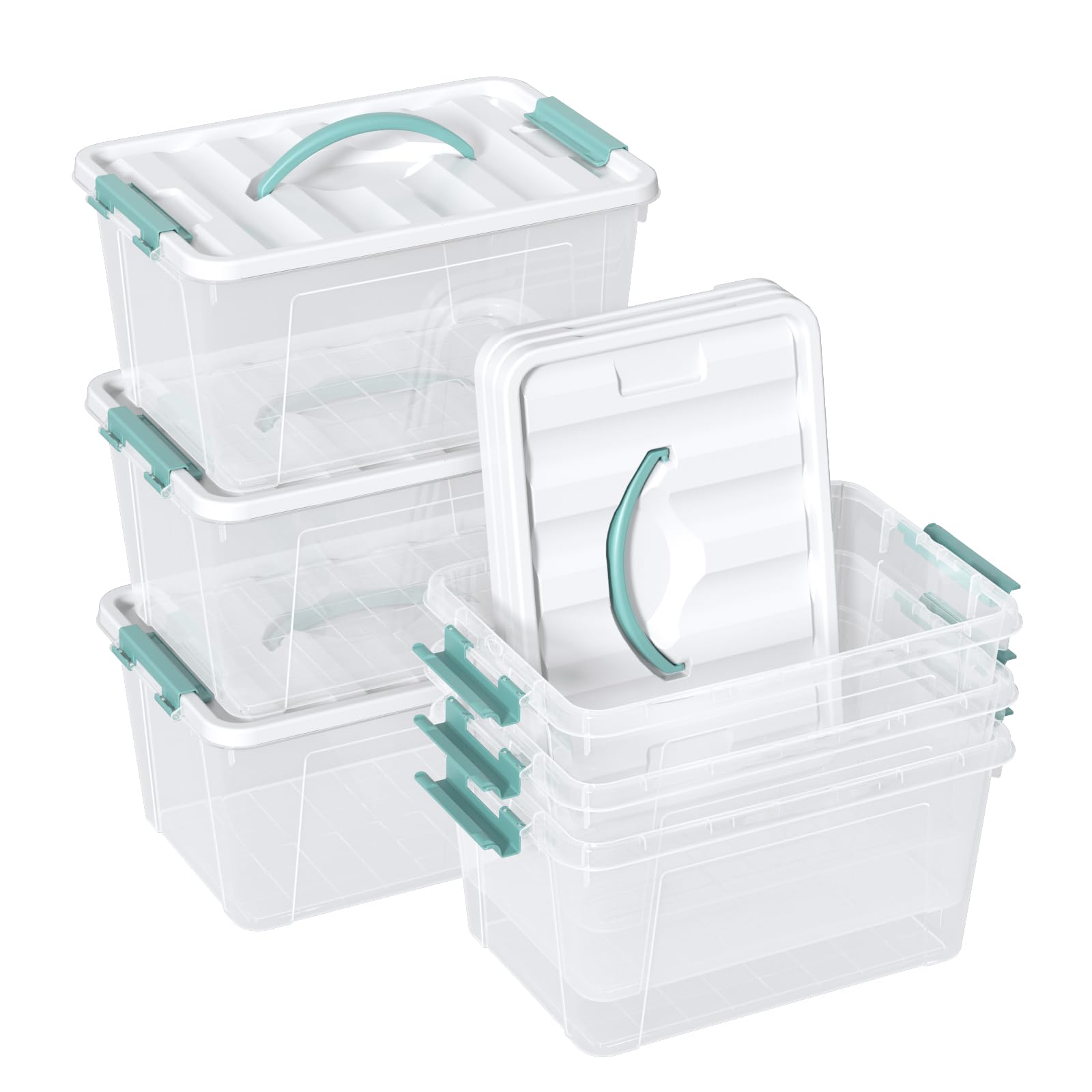 AnnkkyUS 6 Pack 14 Quart Clear Storage Bins with Lids, Plastic Latching Storage Box