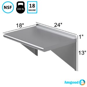 AmGood 18" X 24" Stainless Steel Wall Shelf | NSF | Metal Shelving | Garage, Laundry, Storage, Utility Room | Restaurant, Commercial Kitchen